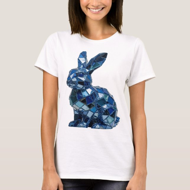 Chic Silver BLUE RABBIT Design T-Shirt (Front)