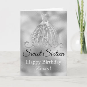 Chic Silver Foil Diamonds Sweet Sixteen Birthday Card