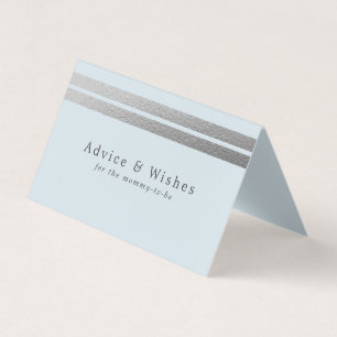 Chic Silver Foil Stripes Blue Advice Cards