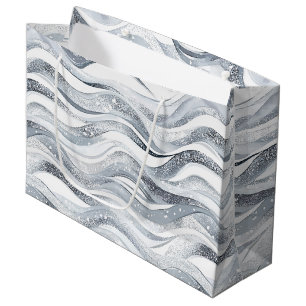Chic Silver Glam Abstract Birthday Large Gift Bag