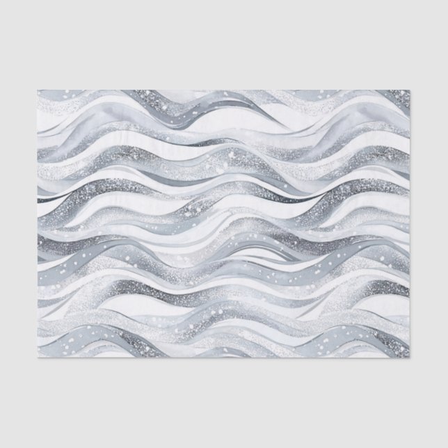 Chic Silver Glam Abstract Birthday Tissue Paper (Front)