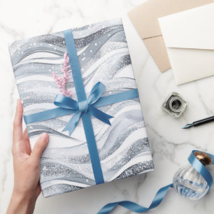 Chic Silver Glam Abstract Birthday Wrapping Paper