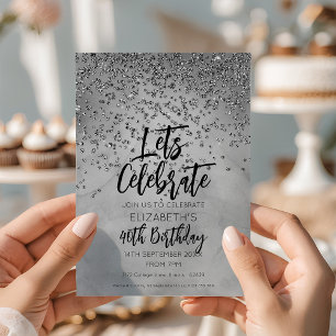 Chic Silver Glitter 40th Birthday  Invitation
