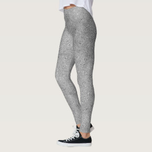 Chic Silver Glitter Foil Sparkle Leggings