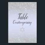 Chic silver glitter script lavender Bat Mitzvah Table Number<br><div class="desc">Add a touch of elegance to your Bat Mitzvah celebration with these Table card. Featuring a shimmering silver background and a Star of David design, these tent-style cards help guide guests to their tables while complementing your event decor. The sleek design ensures a sophisticated and festive atmosphere for your special...</div>