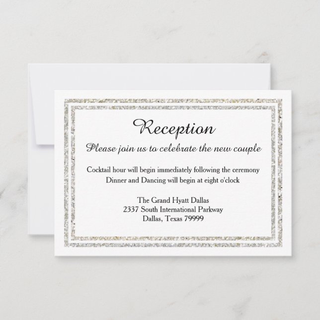 Chic Silver Glitter Trim-Reception Invition Invitation (Front)