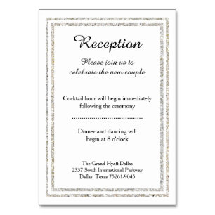 Chic Silver Glittered Trim -Reception Insert Card