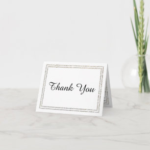 Chic Silver Glittered Trim - Thank You Card