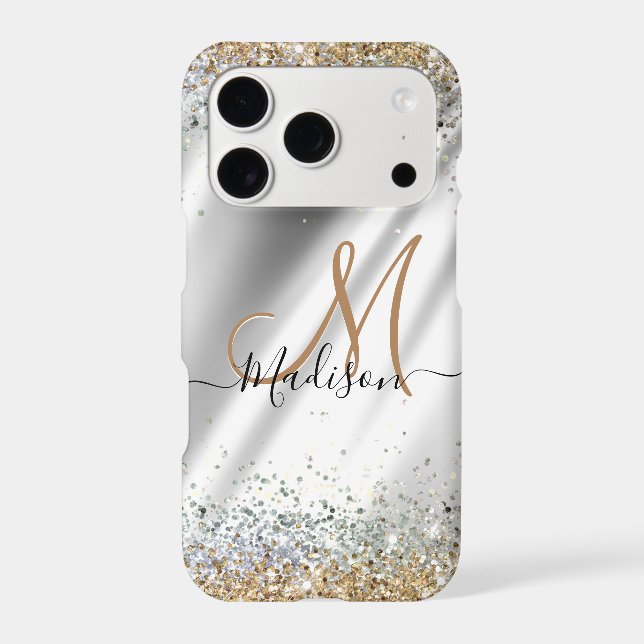 Chic silver Gold faux glitter monogram (Back)
