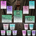 Chic Silver & Green Glitter 18th Birthday Gift Shot Glass<br><div class="desc">Chic personalized shot glasses with green glitter and silver colours.</div>