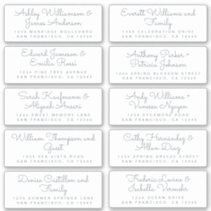 Chic Silver Grey Calligraphy Guest Address Labels