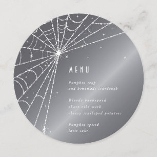 Chic Silver-Grey Diamond Spider Web Square/Round Menu