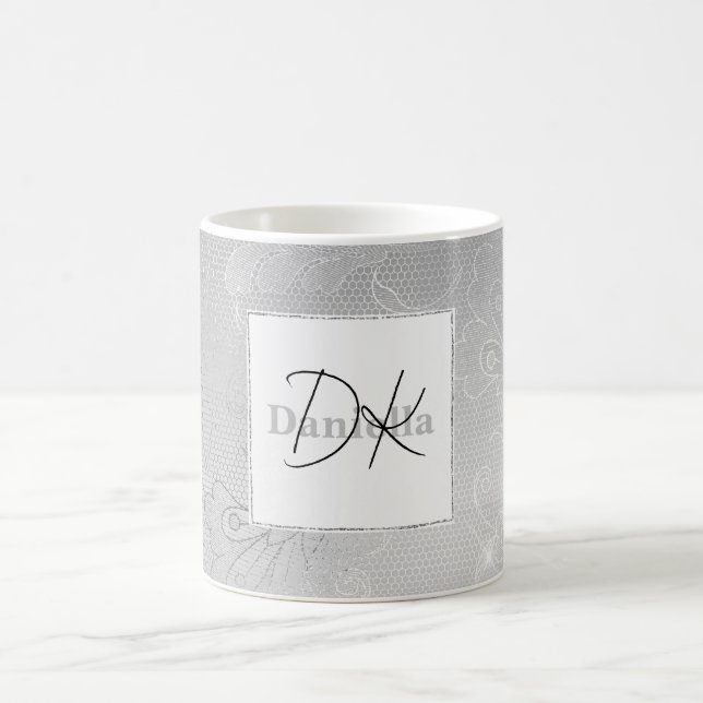 Chic Silver Lace  Coffee Mug (Center)