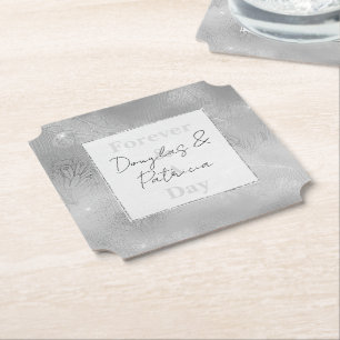 Chic Silver Lace Paper Coaster