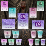 Chic Silver & Purple Glitter 18th Birthday Gift Shot Glass<br><div class="desc">Chic personalized shot glasses with purple glitter and silver colours.</div>