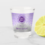 Chic Silver & Purple Glitter 21st Birthday Gift Shot Glass<br><div class="desc">Chic personalized shot glasses with purple glitter and silver colours.</div>