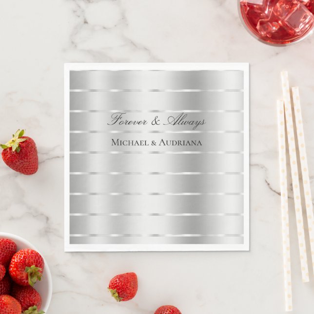 Chic Silver Ribbon Wedding Bridal Shower  Napkin (Insitu)