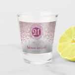 Chic Silver & Rose Gold Glitter 21st Birthday Gift Shot Glass<br><div class="desc">Chic personalized shot glasses with rose gold glitter and silver colours.</div>