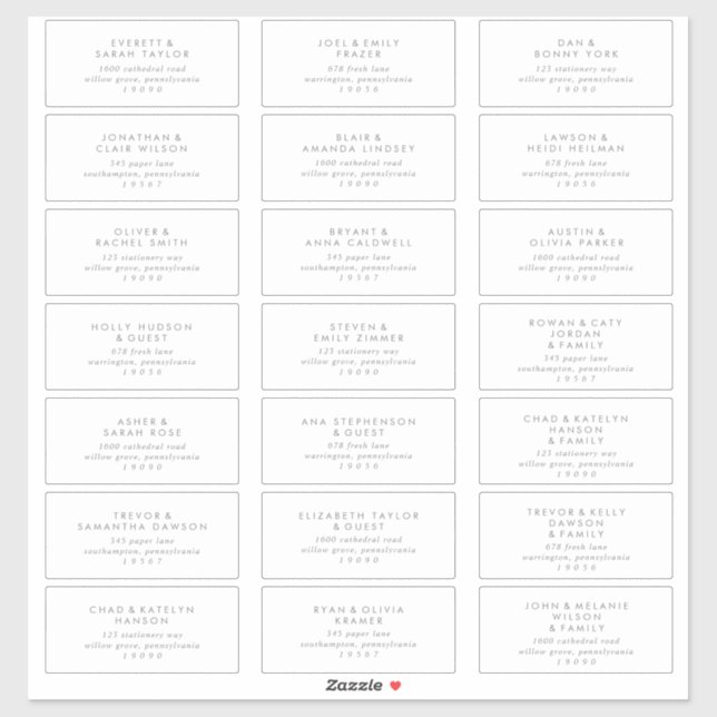 Chic Silver Typography Wedding Guest Address Label (Sheet)