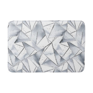 Chic Silver White Triangles Christmas Bath Mat