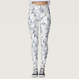 Chic Silver White Triangles Leggings