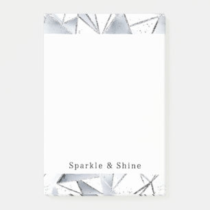 Chic Silver White Triangles Post-it Notes