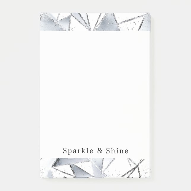 Chic Silver White Triangles   Post-it Notes (Front)