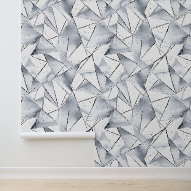 Chic Silver White Triangles   Wallpaper (Application)