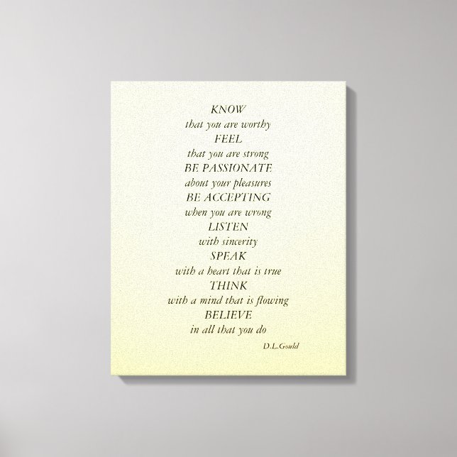 Chic, simple and stylish Inspirational words Canvas Print (Front)