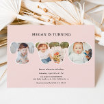 Chic Simple blush pink 3 photos 2nd birthday Invitation<br><div class="desc">Celebrate your little one's 2nd birthday with our adorable elegant simple and minimalist party invitation! Featuring a 3 photos in the two text,  pastel blush pink this invite is perfect for a wild and fun celebration with friends and family.</div>