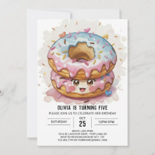 Chic Simple Doughnuts Birthday Invitation