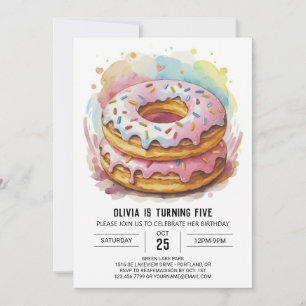 Chic Simple Doughnuts Birthday Invitation