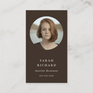 Chic Simple Minimal Dark Brown Professional Photo Business Card