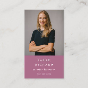 Chic Simple Minimal Rose Pink Professional Photo Business Card