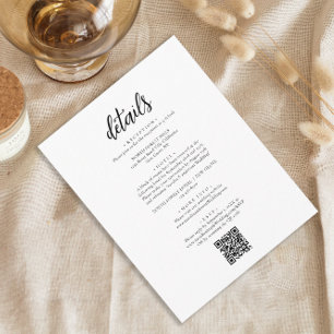 Chic Simple Minimal Script QR Code Wedding Details Enclosure Card