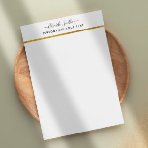 Chic Simple Minimal White Gold Personal Stationery