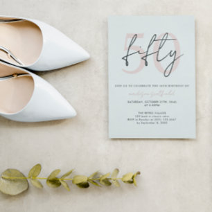 Chic Simple Minimalist Blush Pink 50th Brithday Invitation