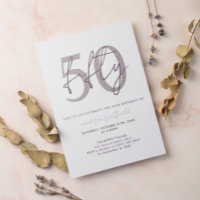 Chic Simple Minimalist Purple Plum 50th Birthday
