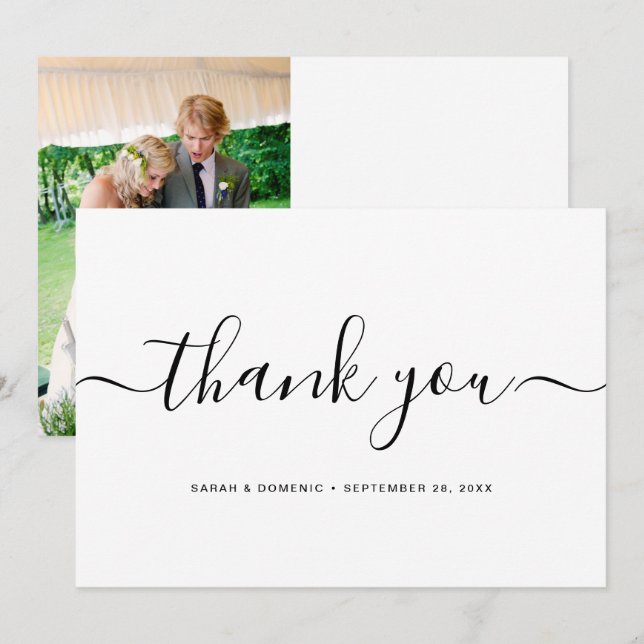 Chic Simple minimaliste Mariage photo Merci voitur (Devant / Derrière)