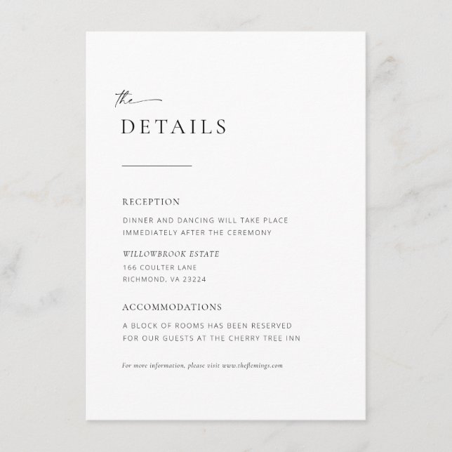 Chic + Simple Modern Script Wedding Enclosure Card (Front)