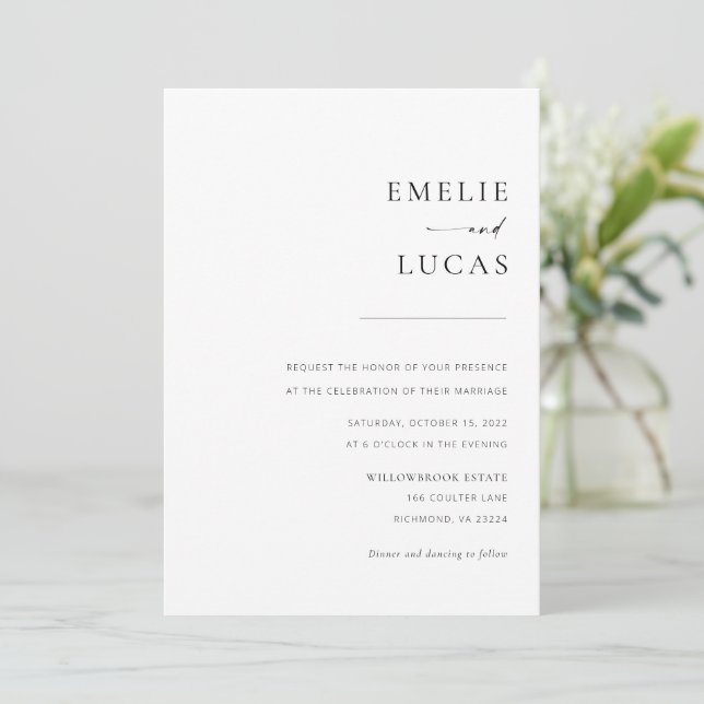 Chic + Simple Modern Script Wedding Invitation (Standing Front)