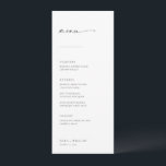 Chic   Simple Modern Script Wedding Menu<br><div class="desc">These simple, modern menus will be the perfect complement to the place settings at your reception! The handwritten script heading paired with serif and sans-serif fonts give these menus a classic, clean look. Personalize the menus with your wedding menu items and the couple's name and wedding date on the bottom....</div>