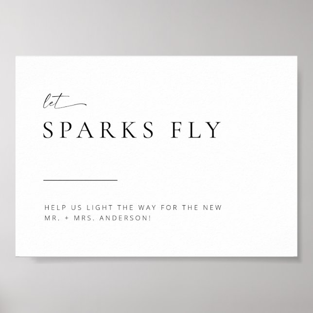 Chic + Simple Modern Wedding Sparkler Exit Sign (Front)