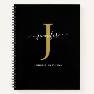 Chic Simple Monogram Initial Name Notebook