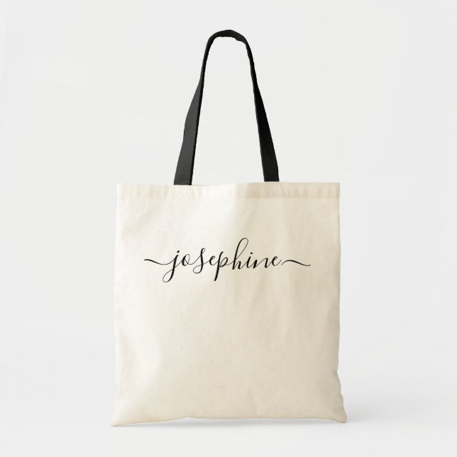 Chic Simple Name Script Personalized Tote Bag (Front)