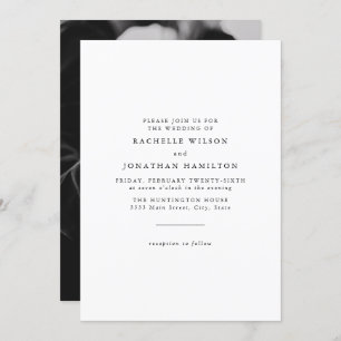 Chic Simple Photo Black White Monogram Wedding Invitation