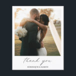Chic Simple Photo Budget Wedding Thank You Card<br><div class="desc">Simple Photo budget Wedding Thank You Card with "thank you" in calligraphy along with your names below your favourite picture.  The backside has your personalized thank you message in black and white.  A minimalist design with chic typography for an elegant touch.</div>