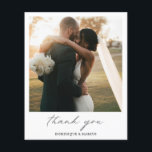 Chic Simple Photo Budget Wedding Thank You Card<br><div class="desc">Simple Photo budget Wedding Thank You Card with "thank you" in calligraphy along with your names below your favourite picture.  The backside has your personalized thank you message in black and white.  A minimalist design with chic typography for an elegant touch.</div>