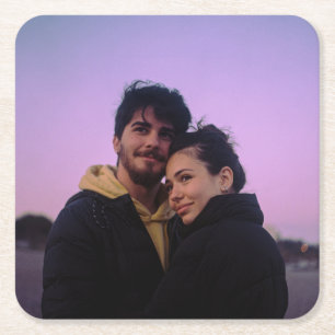 Chic Simple Photo Personalized Square Paper Coaster