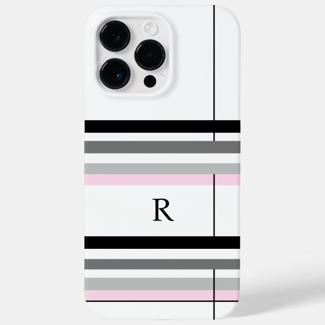Chic Simple Pink Black Grey White Custom Monogram Case-Mate iPhone Case (Back)